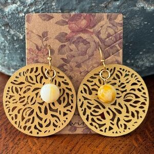 Handmade Leather and Bead Earrings